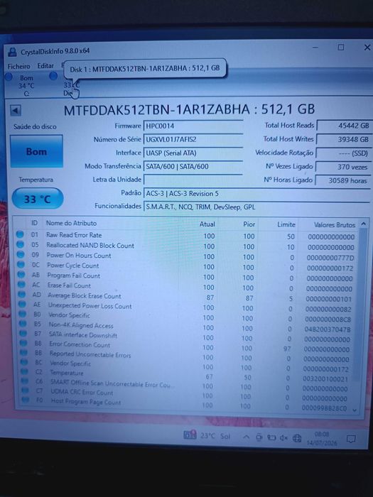 Ssd 512gb micron 2.5 sata