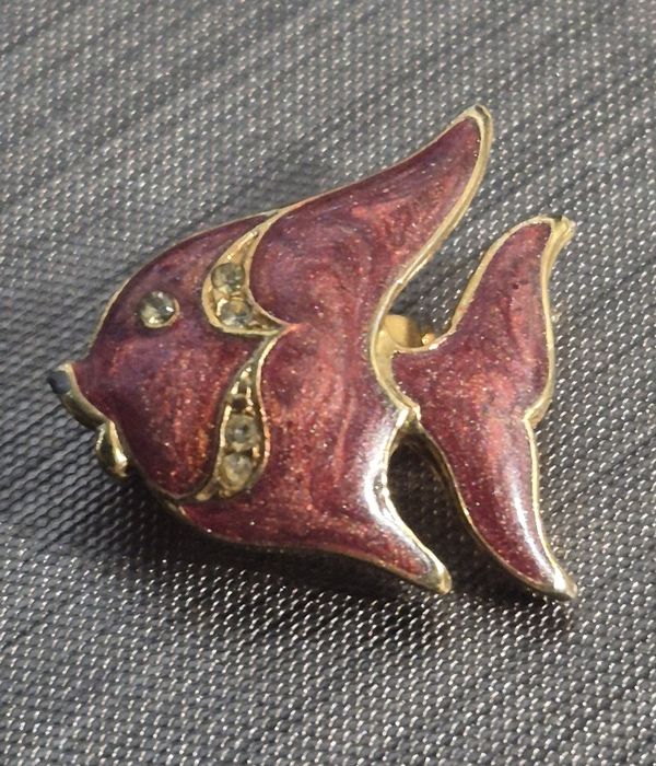 Zapinka, broszka - rybka-vintage-PRL
