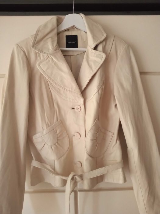 Kurtka  kremowa ramoneska ze skóry naturalnej  Vero Moda s, m