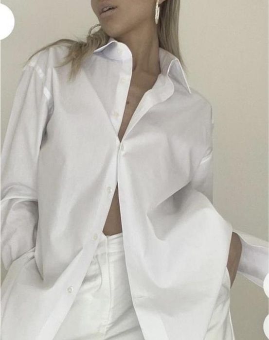 Оверсайз біла базова сорочка рубашка котон блуза блузка якісна