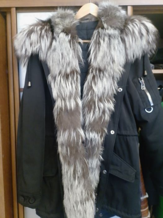 Мужская парка с мехом чернобурки