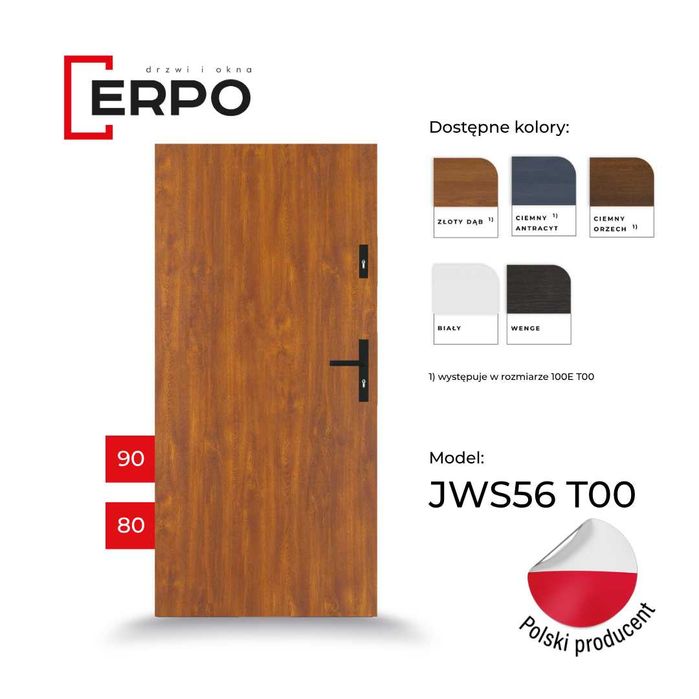 TANIE Drzwi wejściowe 80 i 90prawe lub lewe złoty dąb grubość 56mm