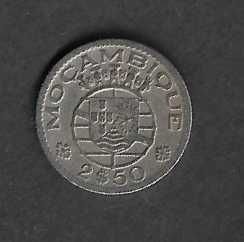 Moeda de 2.50 Escudos. Moçambique 1955