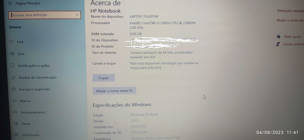 Portátil HP core3 16 Polegadas