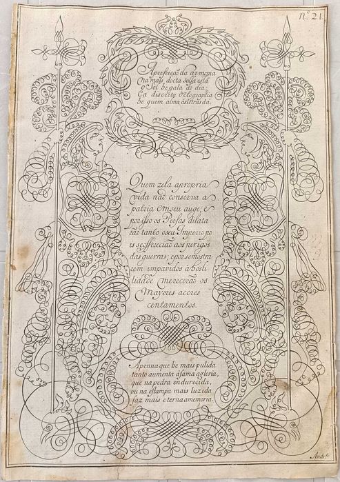 Nova Escola para aprender a ler escrever e contar – 1722 – Folhas de caligrafia e arabescos complexos