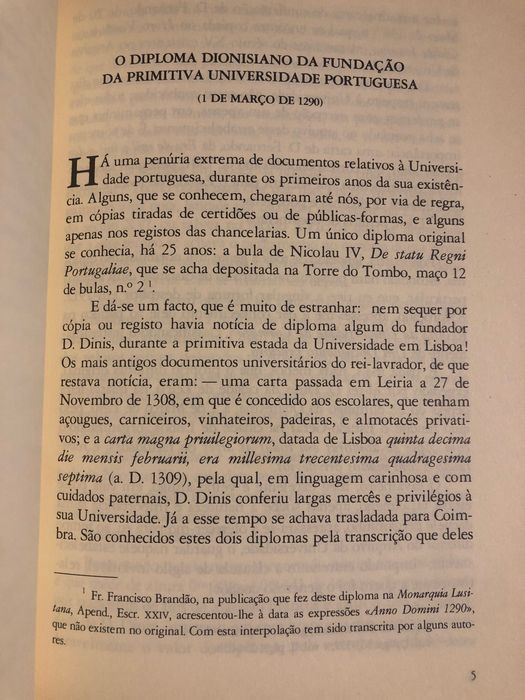 O Diploma Dionisiano. Universidade de Coimbra