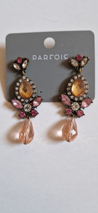 Kolczyki PARFOIS różowo pomarańczowe kamienie