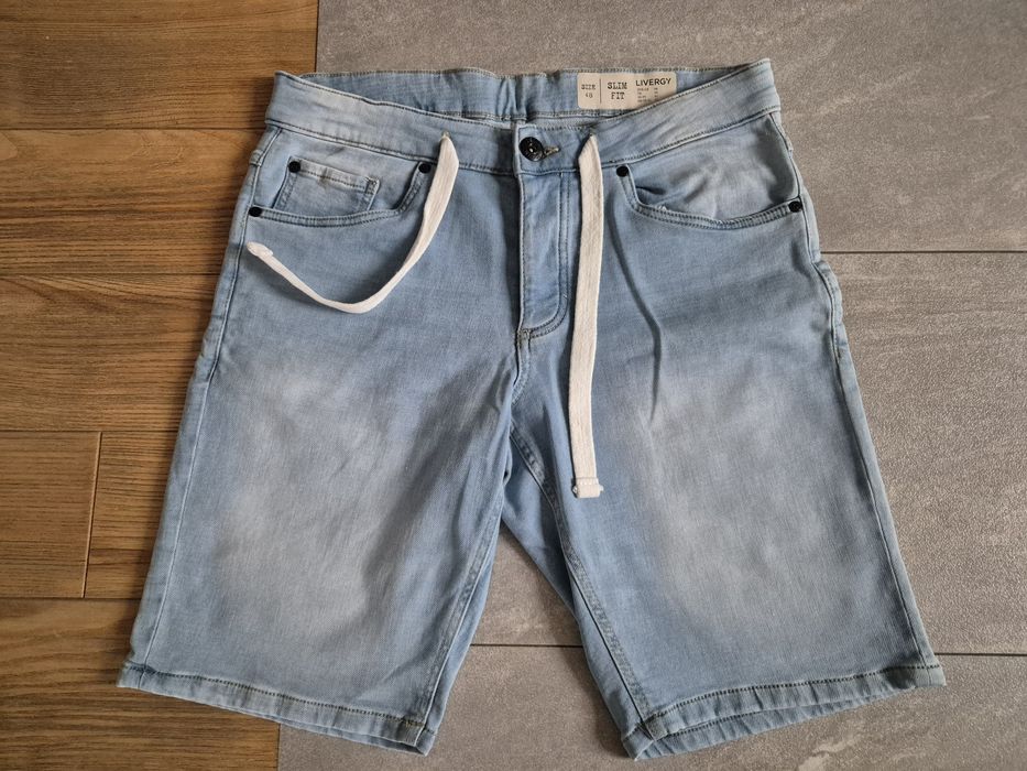 Zestaw 4x spodnie spodenki męskie M L granatowe denim jeans