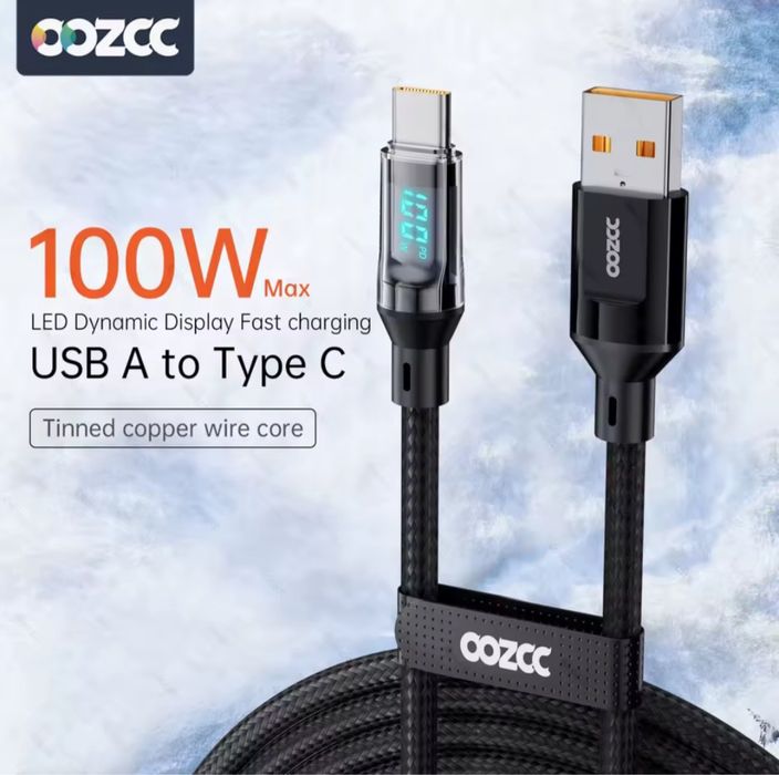 Кабель USB type A type C 100w 5a з дисплеєм OOZCC