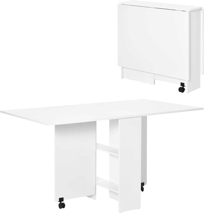 Mesa extensível dobrável de cozinha, de jantar, de apoio branca 140x75