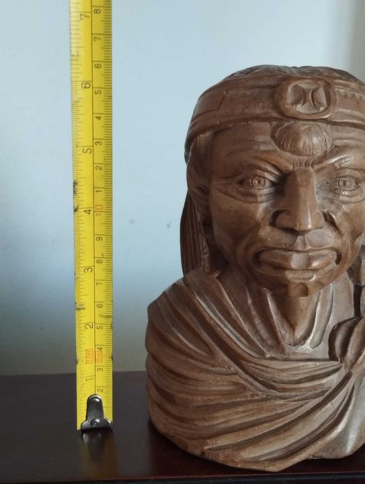 Chef Índio Indígena Americano - Escultura Madeira