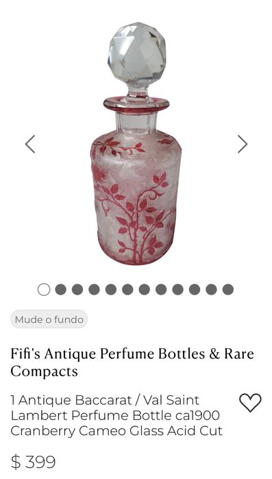 Frascos de perfume antigo cristal bacará padrão eglantier art nouveau antigos ( Ref 02 )