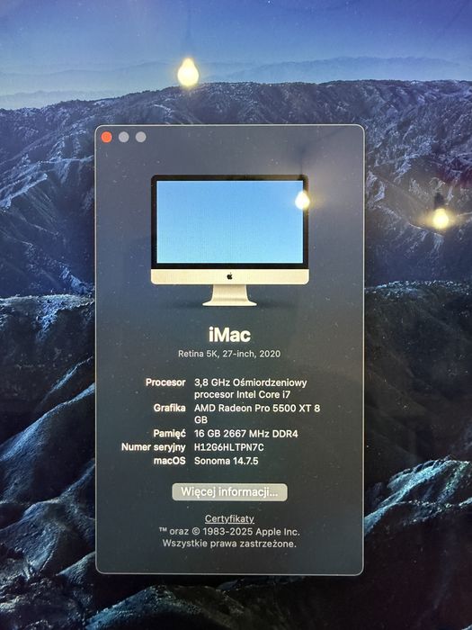 Komputer Apple iMac 27” Retina 5K 1T SSD 2021