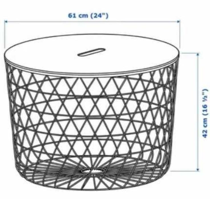 KVISTBRO, Stolik - kosz, złoty/butelkowo zielony, 61 cm