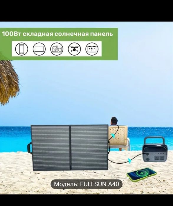 Складная, переносная солнечная панель 100w.