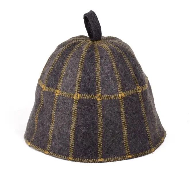 Шапка для лазні Клітка натуральна повсть Сіра