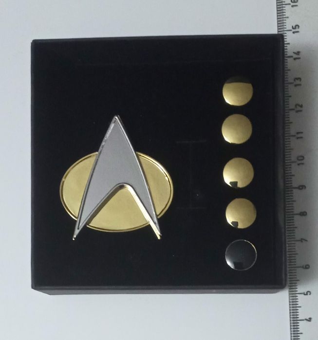 Pin Combadge Star Trek e 5 pips de hierarquia