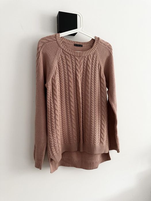 Sweter warkoczowy splot Stradivarius pudrowy róż