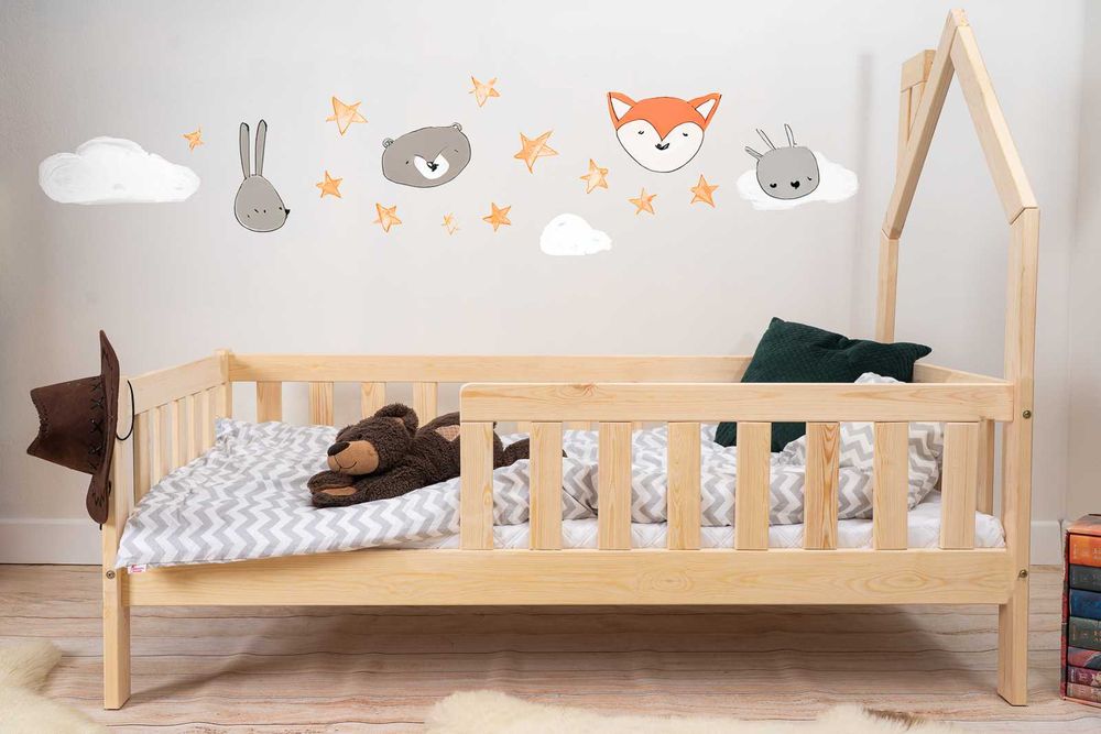 Łóżko dziecięce domek z barierkami MATI 140x70,160x80,180x80