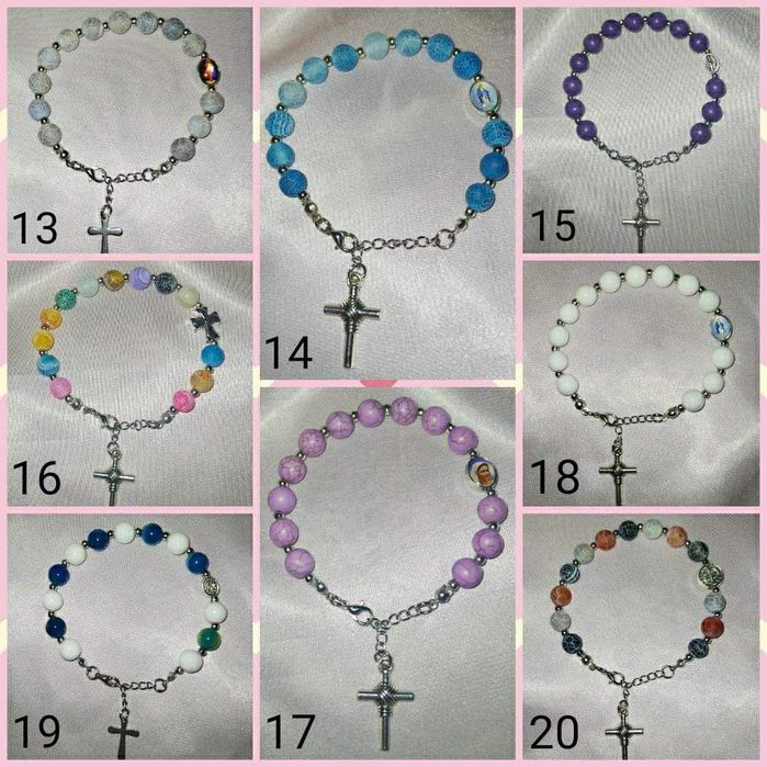 Różaniec na rękę z kamieni,bransoletka, prezent święta,komunia,dziesią