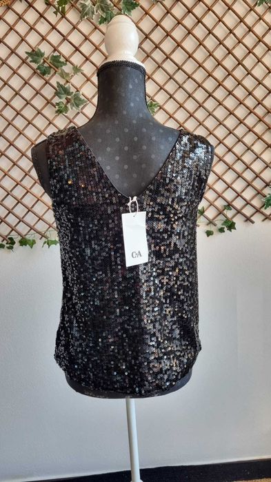 Top de Lantejoulas Preto C&A (Novo com etiqueta)