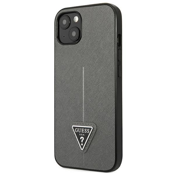 Etui Guess Saffiano Triangle Logo na iPhone 13 mini - srebrne