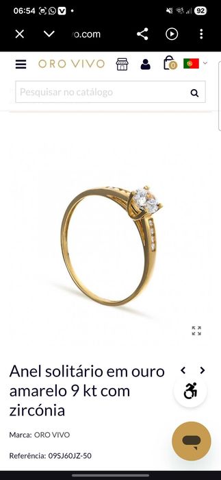 Anel de ouro amarelo 9k com pedra de zirconia