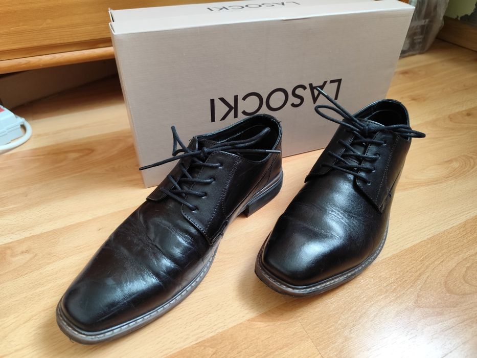 Buty męskie czarne, lakierki skórzane, rozmiar 42