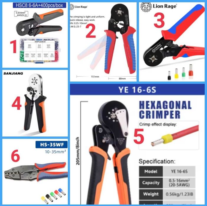 Кримпер Обжимные клещи + Набор наконечников, клемм