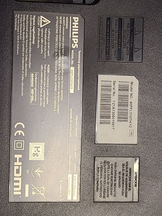 Телевизор Philips  40PFL3107H/12 Разборка