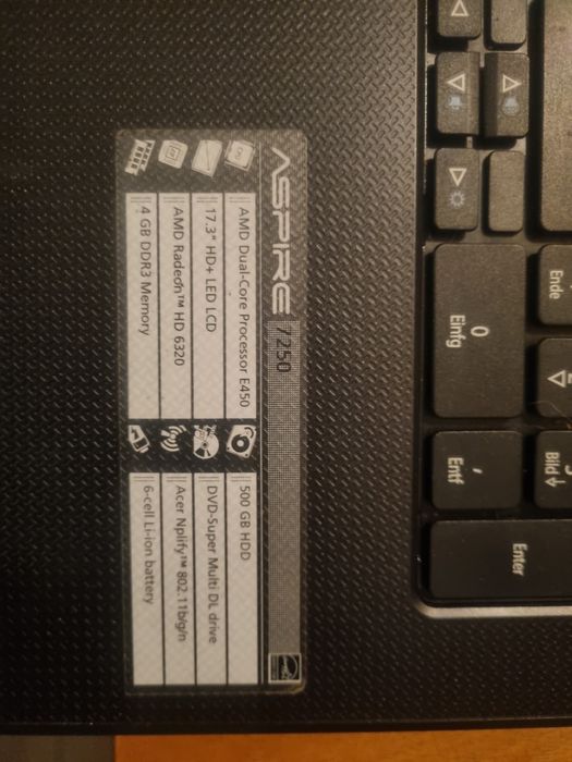Acer Aspire 7250 uszkodzony