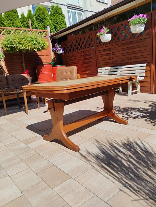 Drewniny stół ława rozkładana, podnoszona, kafelki