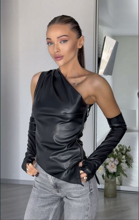 Кожаный топ/ шкіряний топ