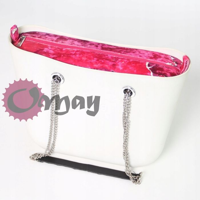 Welur Róż organizer OBAG MINI elegancki 2 kieszenie wkład OMAY
