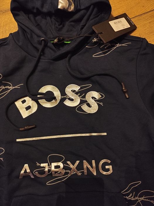 Nowa Bluza męska L Hugo Boss granat kangurka kaptur Anthony joshua