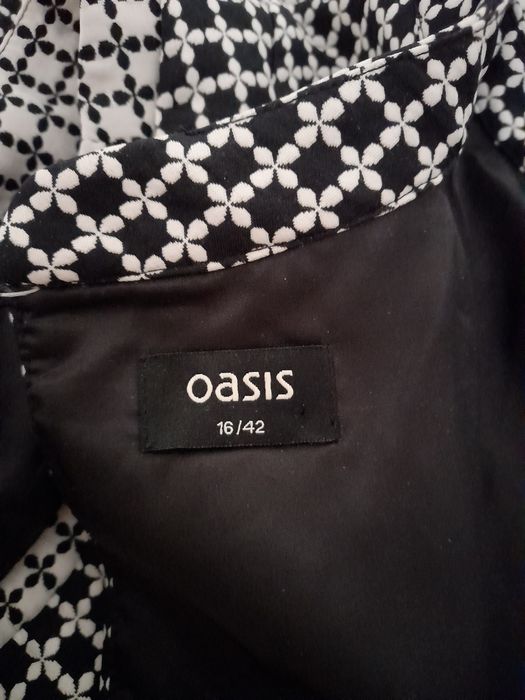 Nowa elegancka czarno biała sukienka Oasis XL /16 w pepitkę do pracy