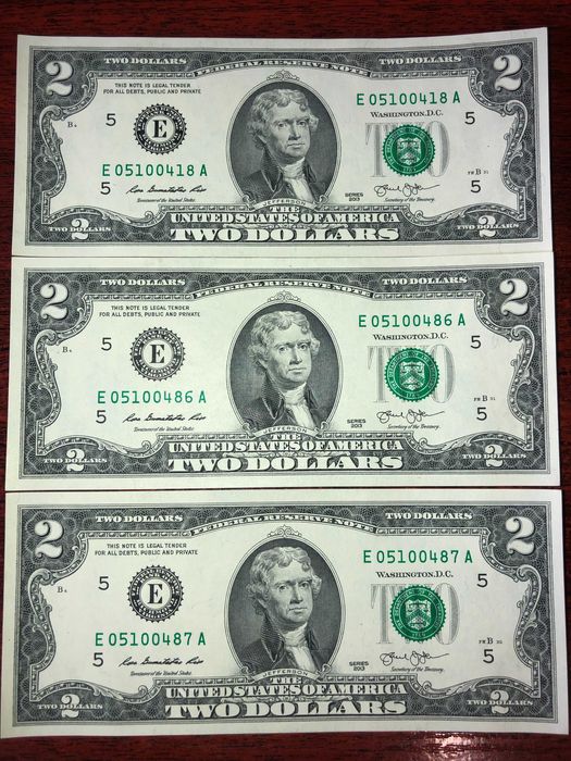 Банкноты 1, 2, 5, 10, 20, 50, 100 долларов