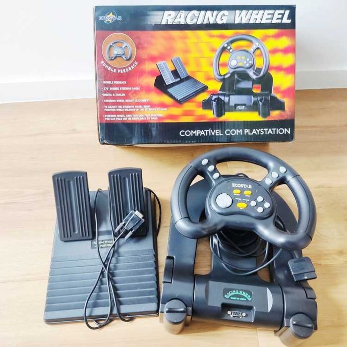 Volante com pedais Racing Wheel para Playstation 2 Em caixa