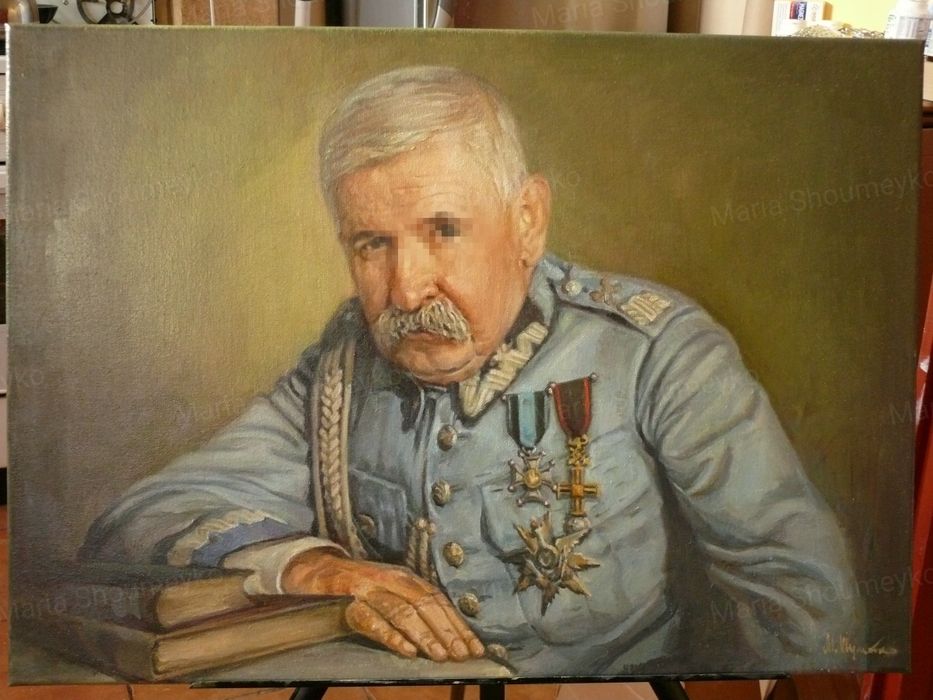 Portret w mundurze, olej na płótnie. Portret ojca, dziadka na prezent.