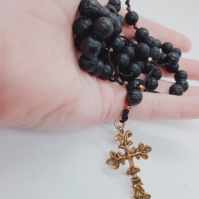 Różaniec klasyczny kamienie lawa prezent