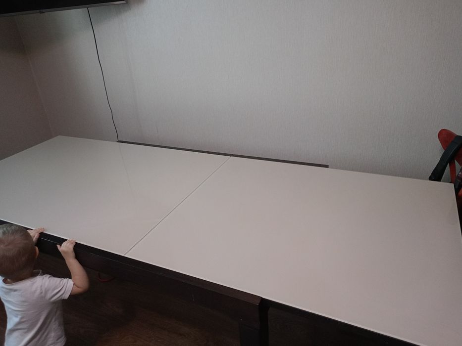 Стіл обідній розкладний Мікс Меблі Діоніс венге / біле скло