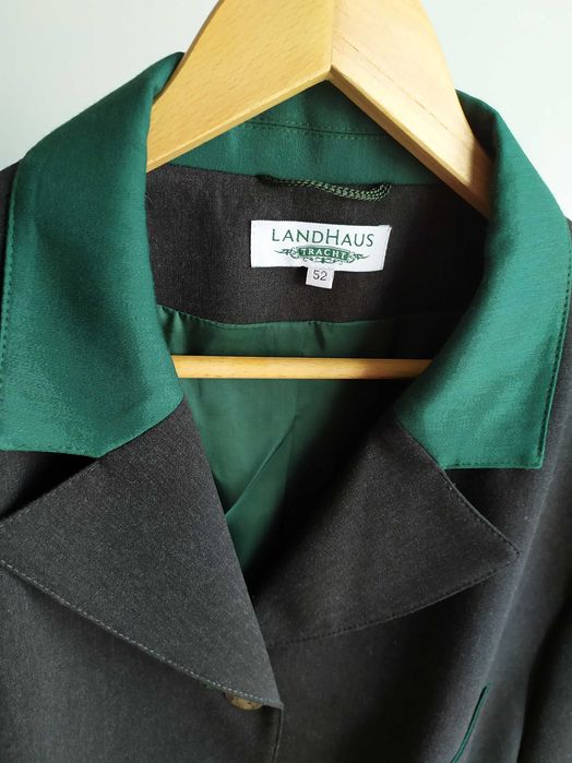 Nowa grafitowa marynarka damska wełniana żakiet bawarska ludowa 52 6XL