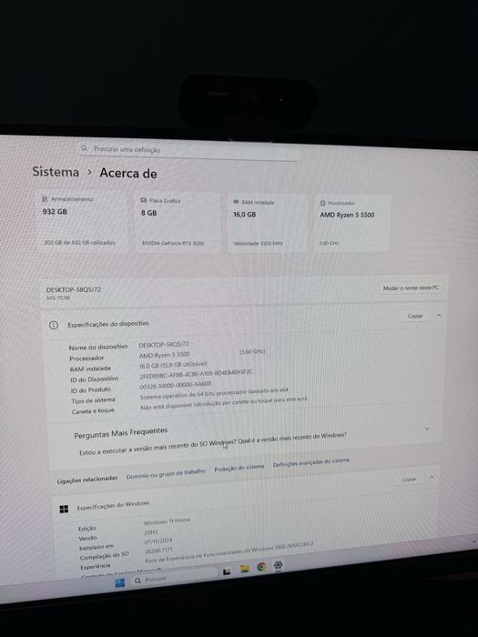 Pc gamer em otimo estado de uso com monitor lg nvidiq g-sync