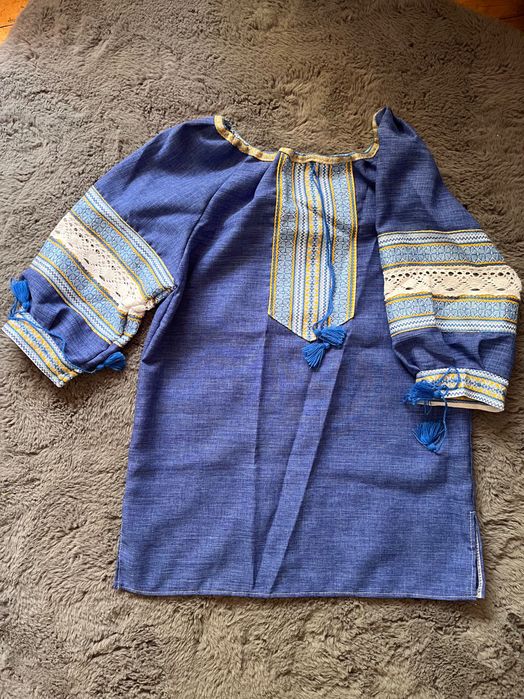 Продам вышиванку женскую синюю, вышиванка, юбка, веночек на девочку