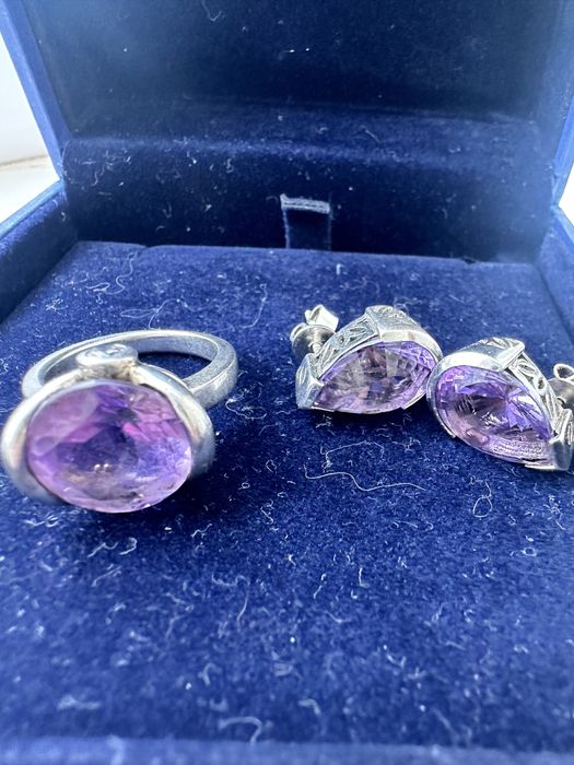 Серебренный комплект с аметистом