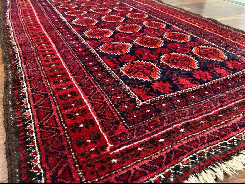 Tapete tribal Afegão legítimo em pura lã 100% artesanal Estilo Baluchi 1,72x92