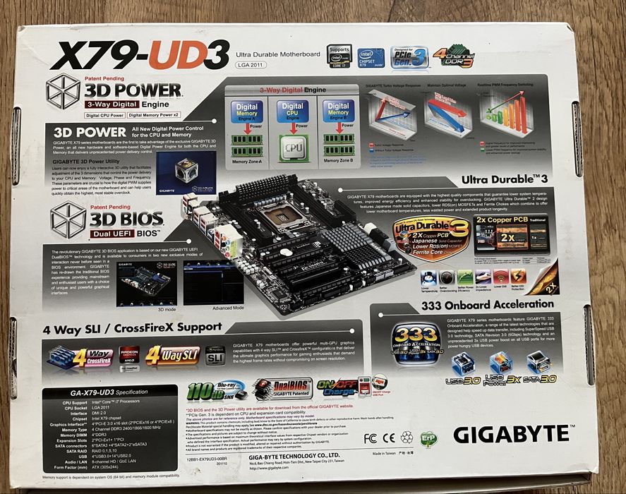 Intel Core i7-4930K, Gigabyte GA-X79-UD3,  G.Skill RipjawsZ  F3-2400C11  32 ГБ DDR3