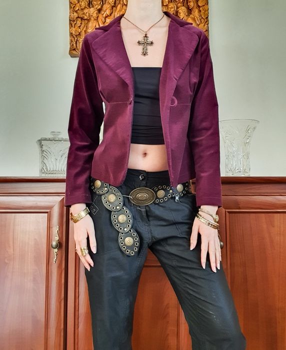 Bordowa marynarka bawełniana