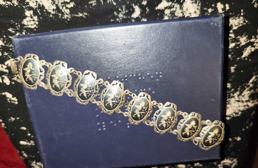 srebrna bransoletka niello