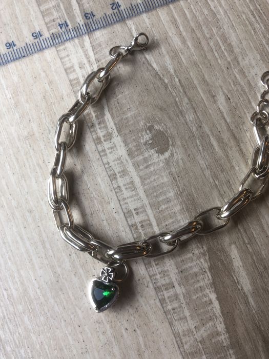 Bransoletka szmaragdowe serce 925